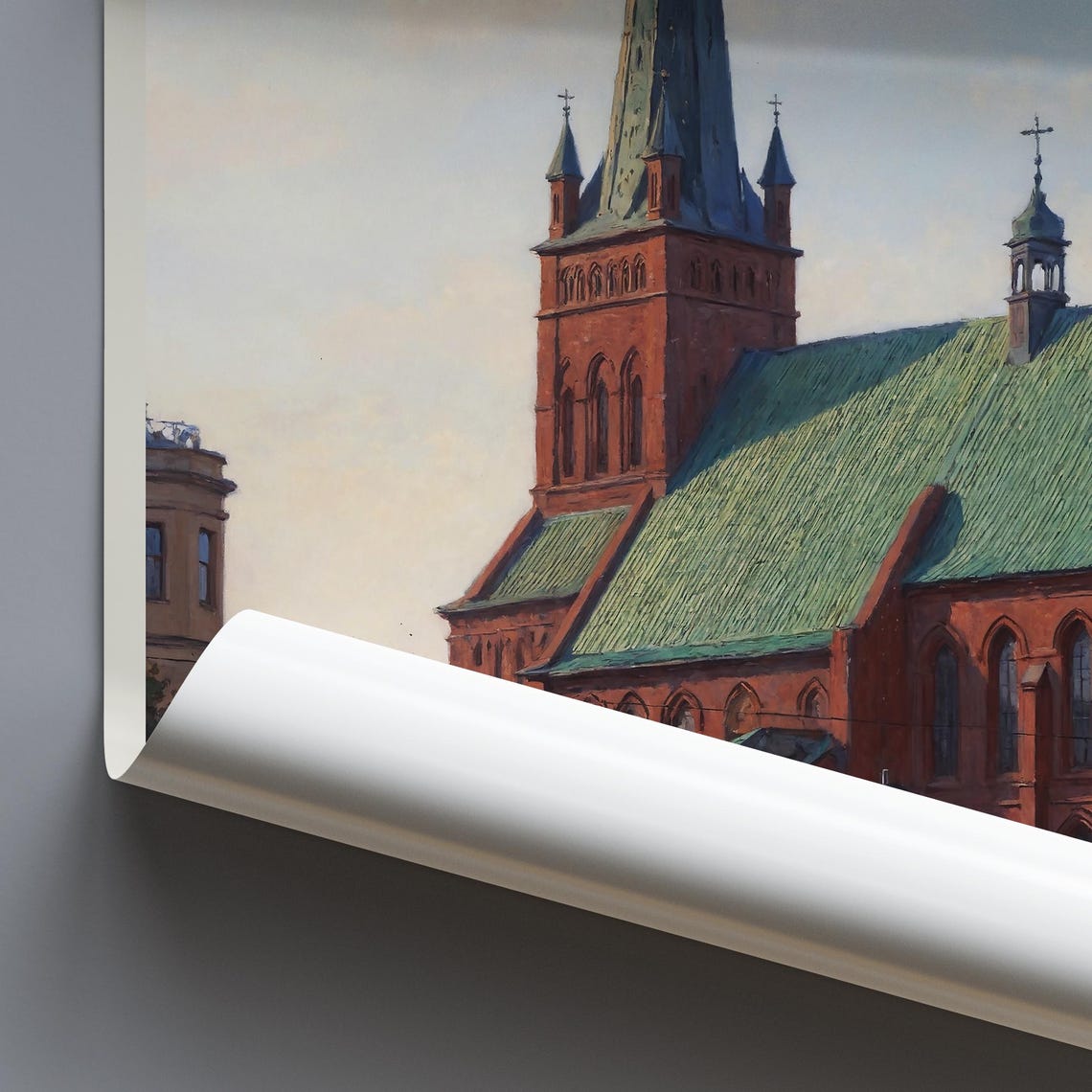 Szczecin Poland Red Brick Cathedral Square Street Painted Poster - Image 3