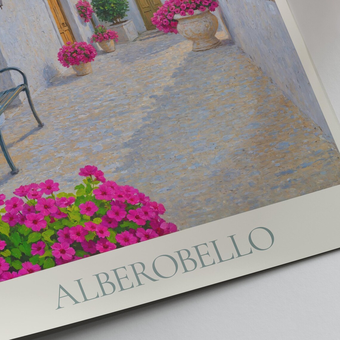 Alberobello Italy Trulli Village Bougainvillea Street Painted Poster - Image 2