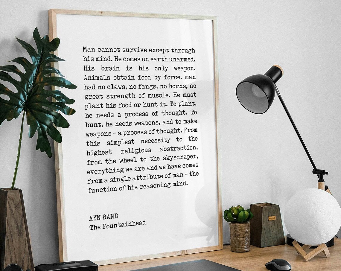 Ayn Rand The Fountainhead Reasoning Mind Typewriter Quote Poster - Image 3