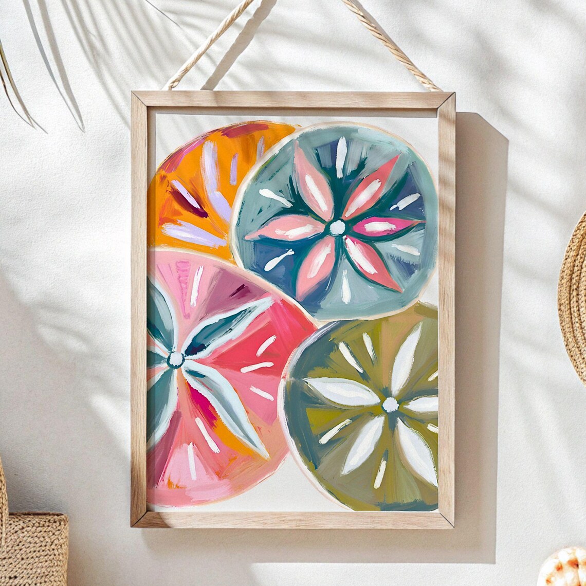 Pastel Sand Dollar Abstract Coastal Art Print