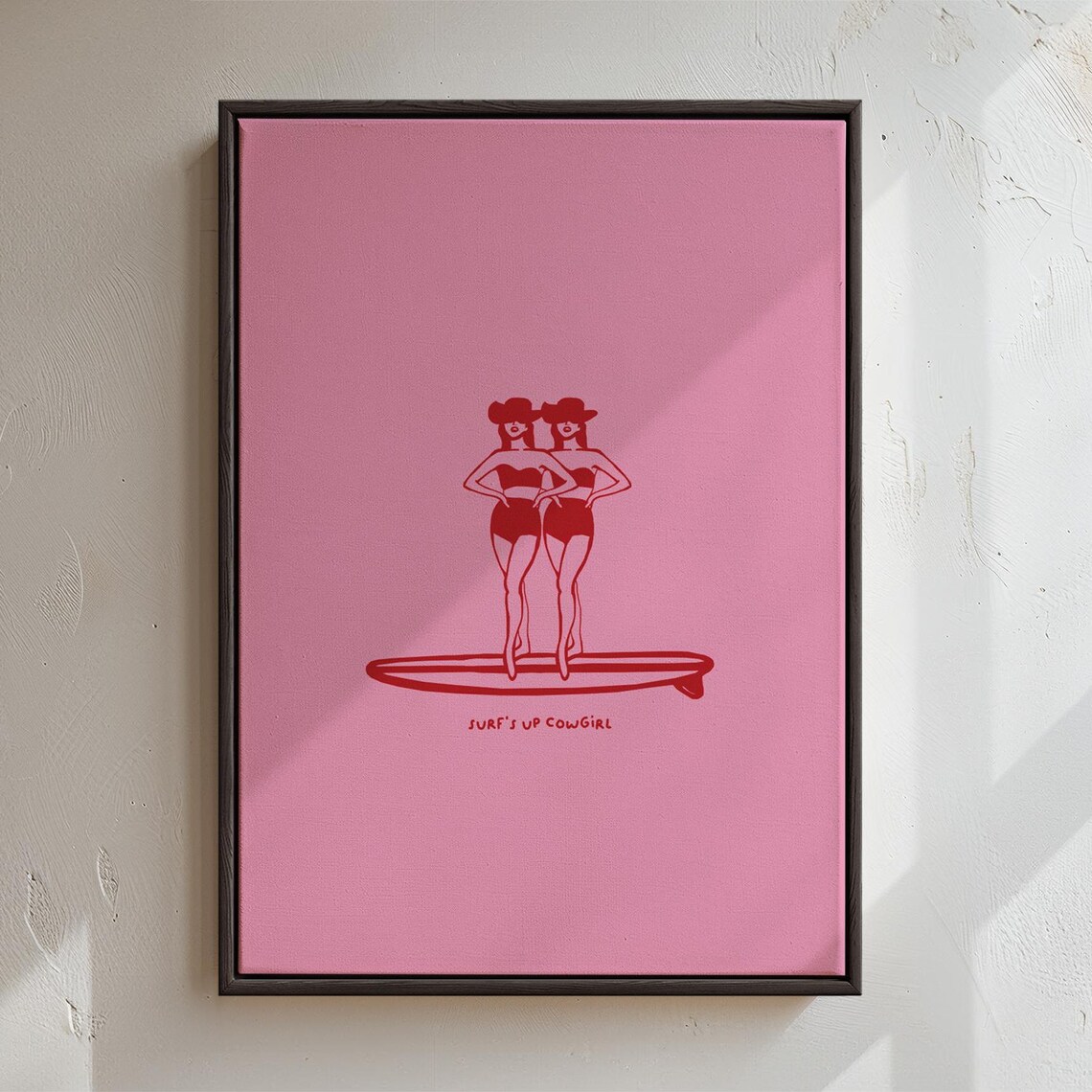 Vintage Western Surfing Poster, Retro Cowboy Decor