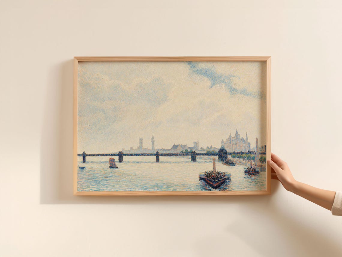 Camille Pissarro Charing Cross Bridge Vintage Thames River Poster