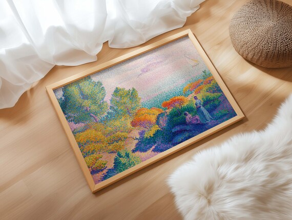 Henri Edmond Cross Two Women by the Shore Pointillist Poster