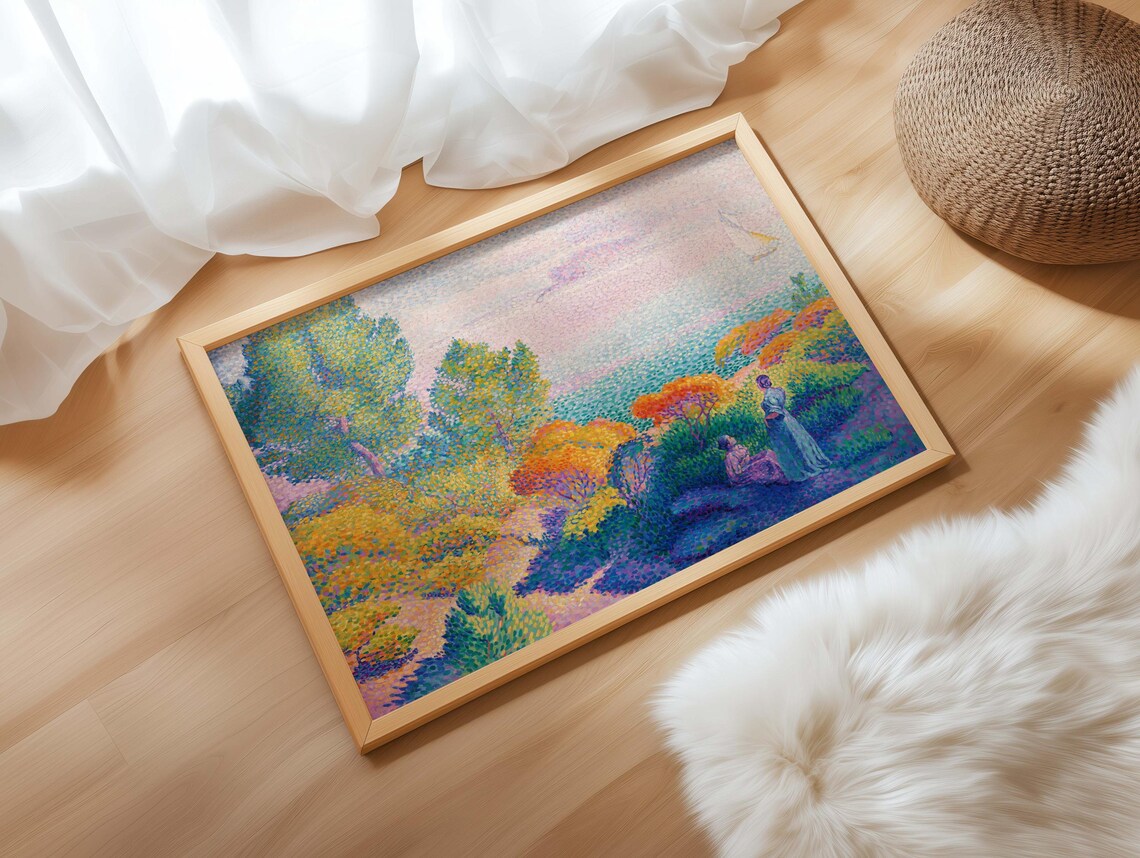 Henri Edmond Cross Two Women by the Shore Pointillist Poster