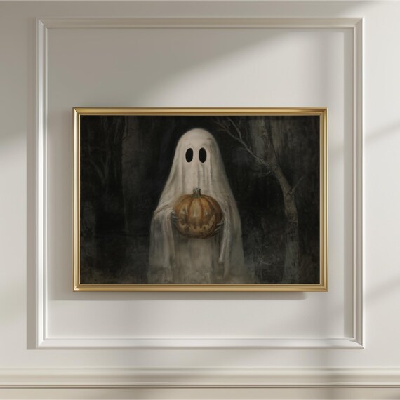 With Pumpkin Print Vintage Halloween Wall Art