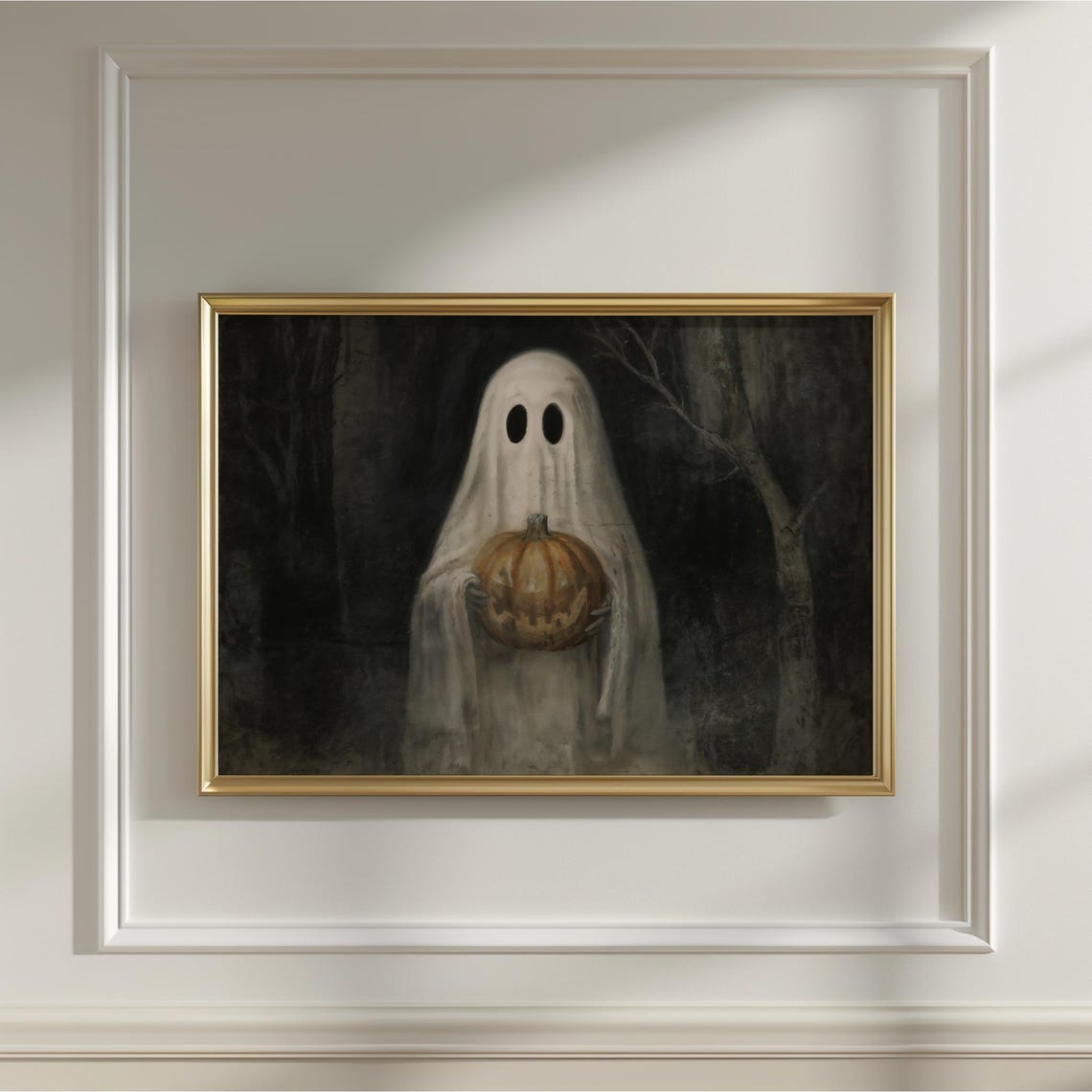With Pumpkin Print Vintage Halloween Wall Art