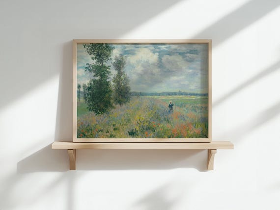 Claude Monet Poppy Field Vintage Art Print Landscape Painting