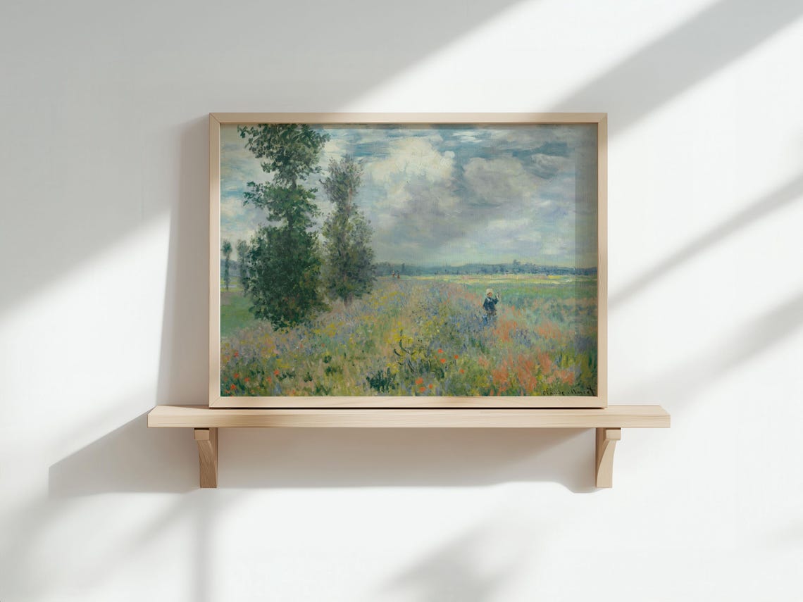 Wildflower Meadow Poplars Impressionist Summer Landscape Poster