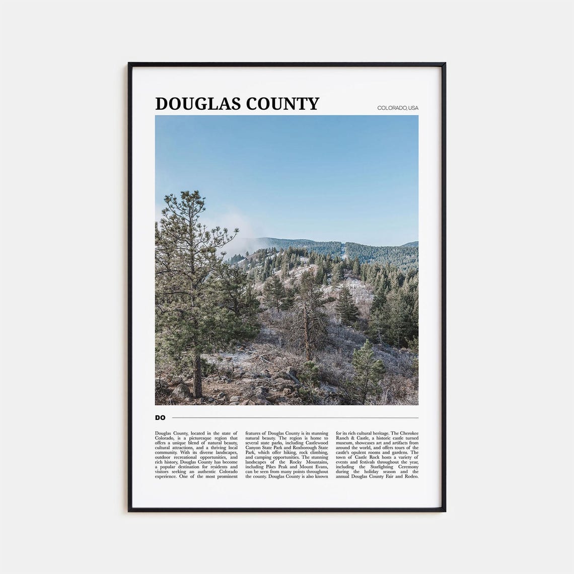 Douglas County Colorado Pine Forest Mountain Vista Travel Poster