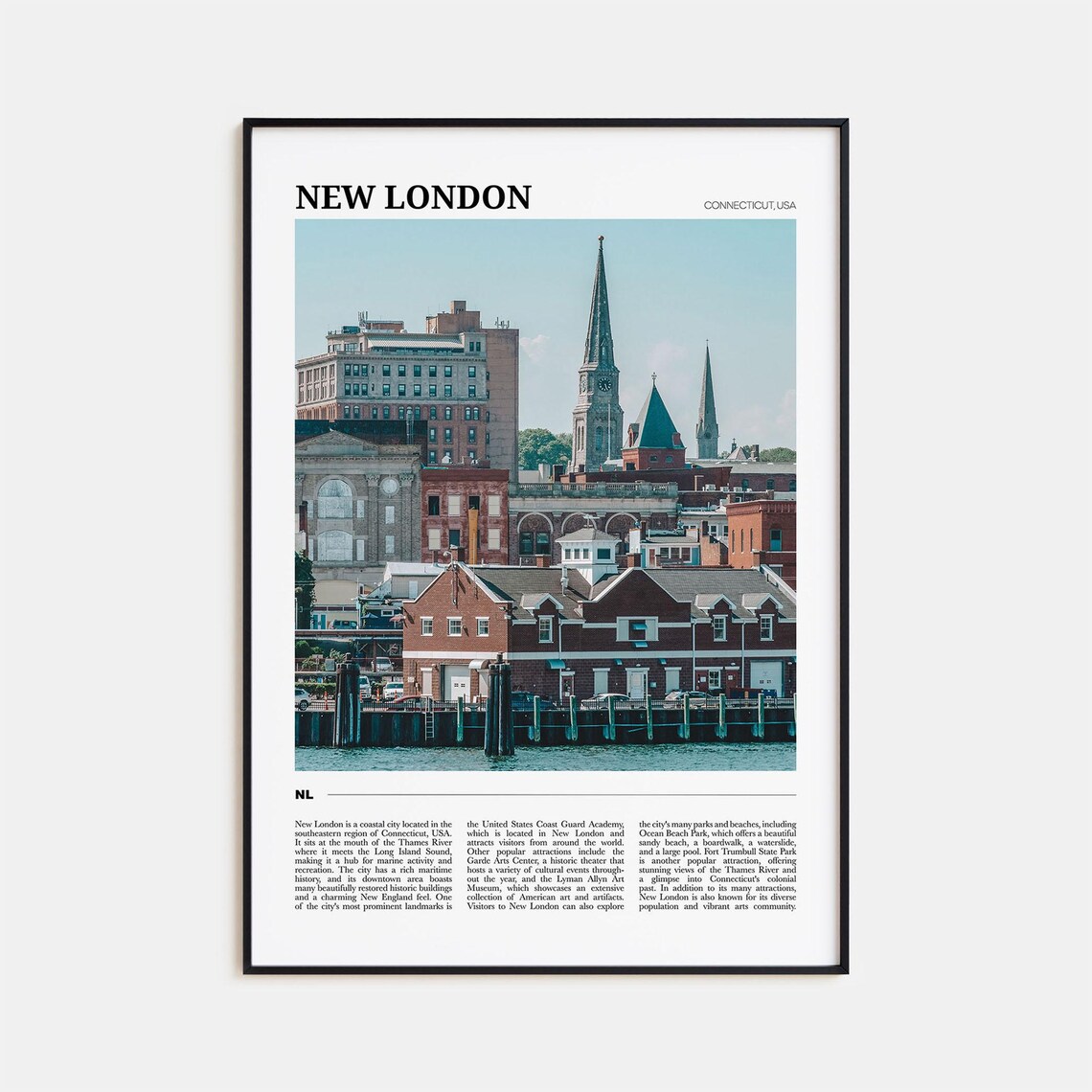 New London Travel Poster, Connecticut Travel Art