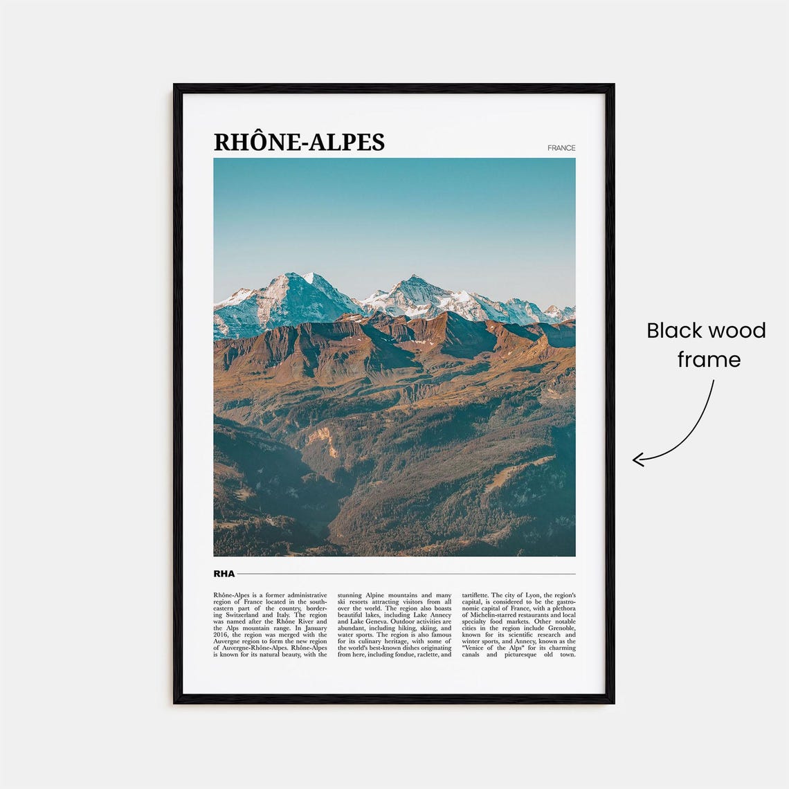 Rhone Alpes France Alpine Peaks Snow Capped Mountains Travel Poster - Image 2