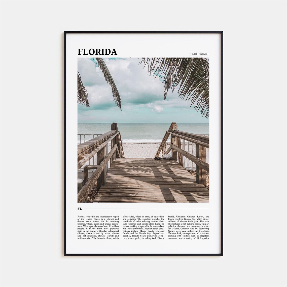 Florida Travel Poster, USA Wall Art Print