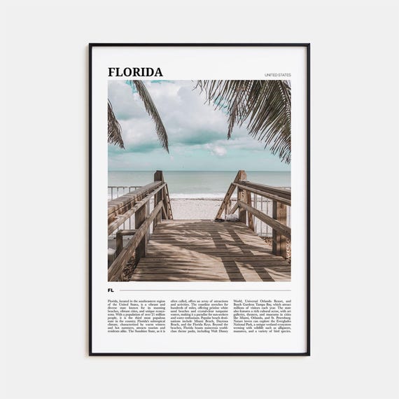 Florida Travel Poster, USA Wall Art Print