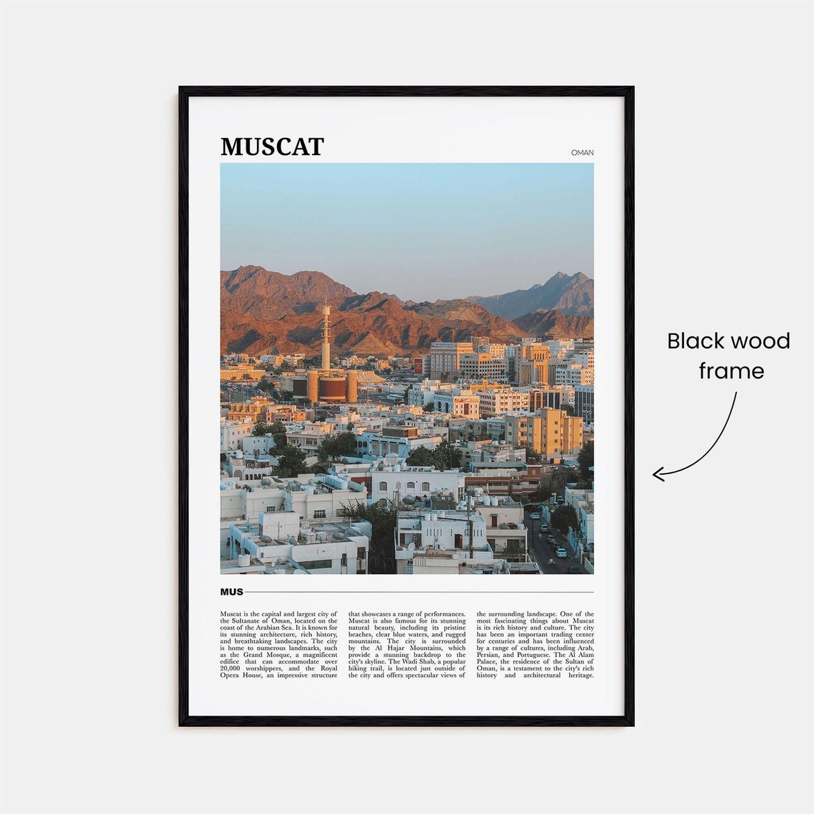 Muscat Oman Travel Poster Mountain City Golden Sunset Skyline View - Image 2