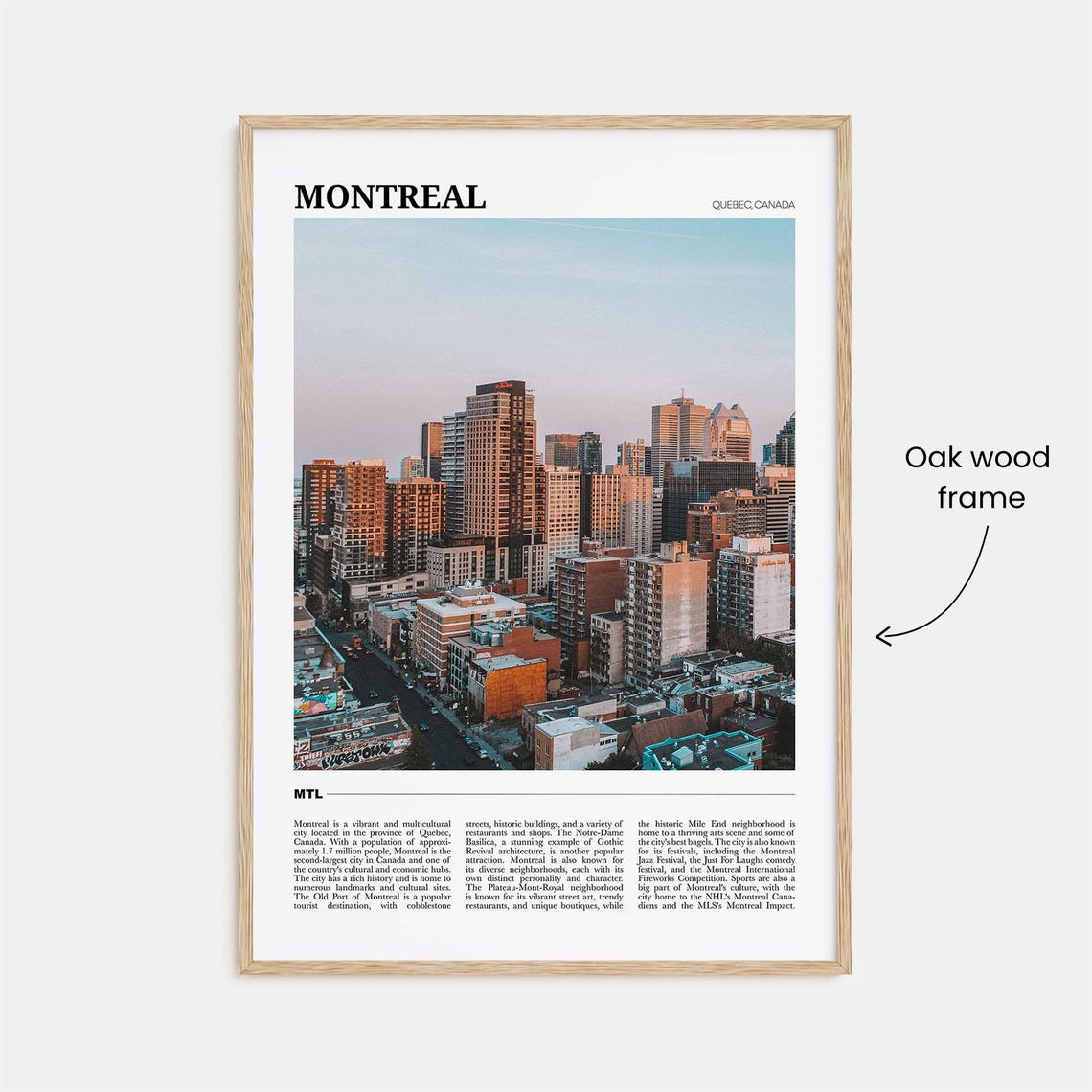 Montreal Quebec Canada Travel Poster With Downtown Skyline Photo - Image 3