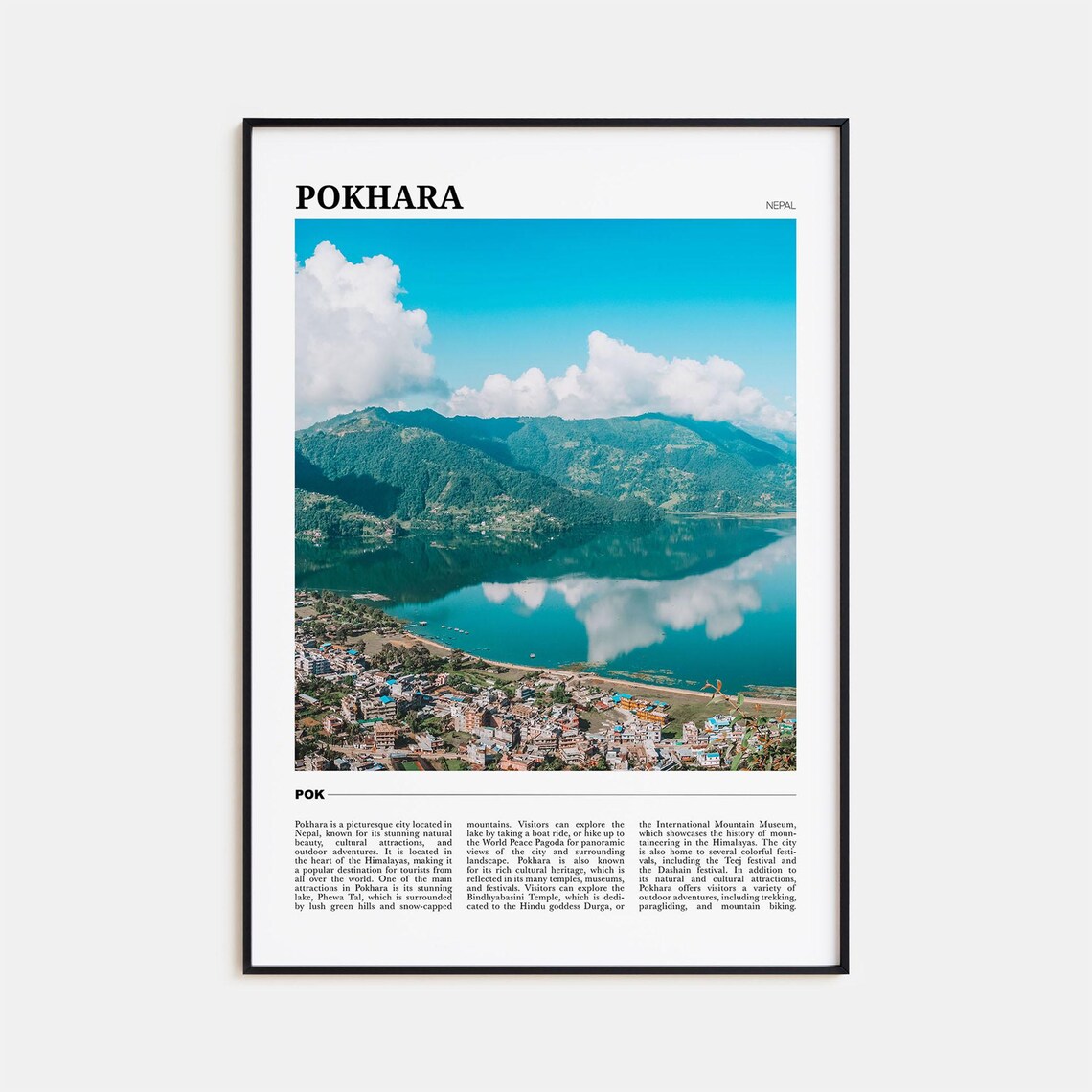Pokhara Nepal Phewa Lake and Himalayan Mountains Travel Poster