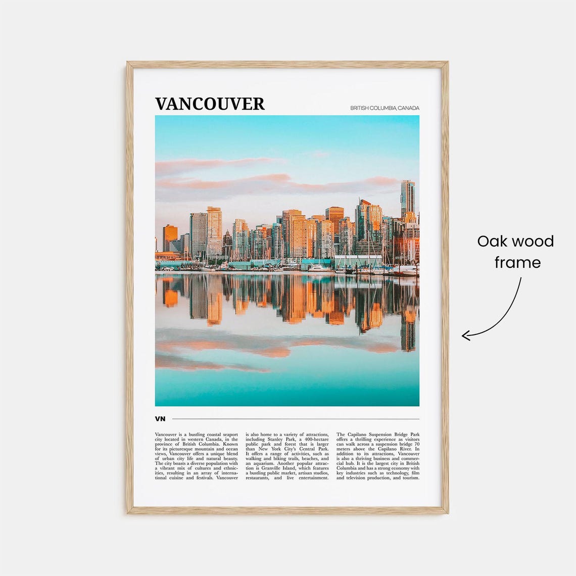 Vancouver Canada Travel Poster Skyline Harbor Sunset Reflection View - Image 3