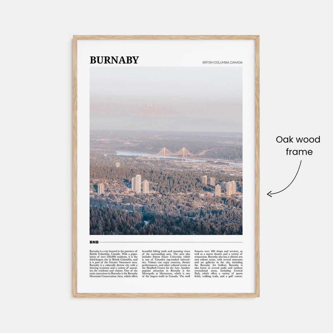 Burnaby British Columbia Aerial City View Mountain Skyline Poster - Image 3