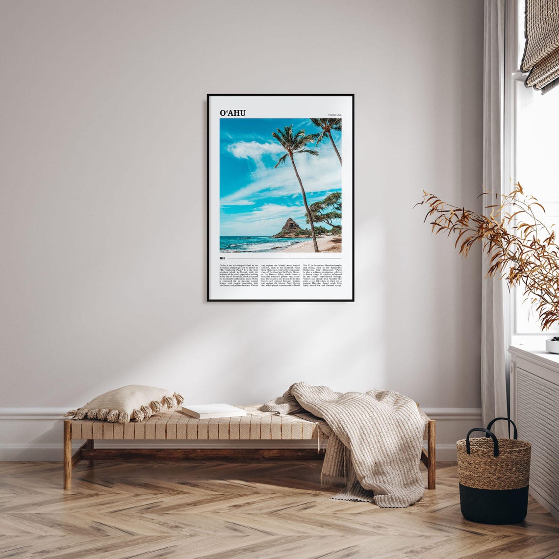 Oahu Hawaii Palm Tree Beach Tropical Ocean View Travel Poster - Image 4