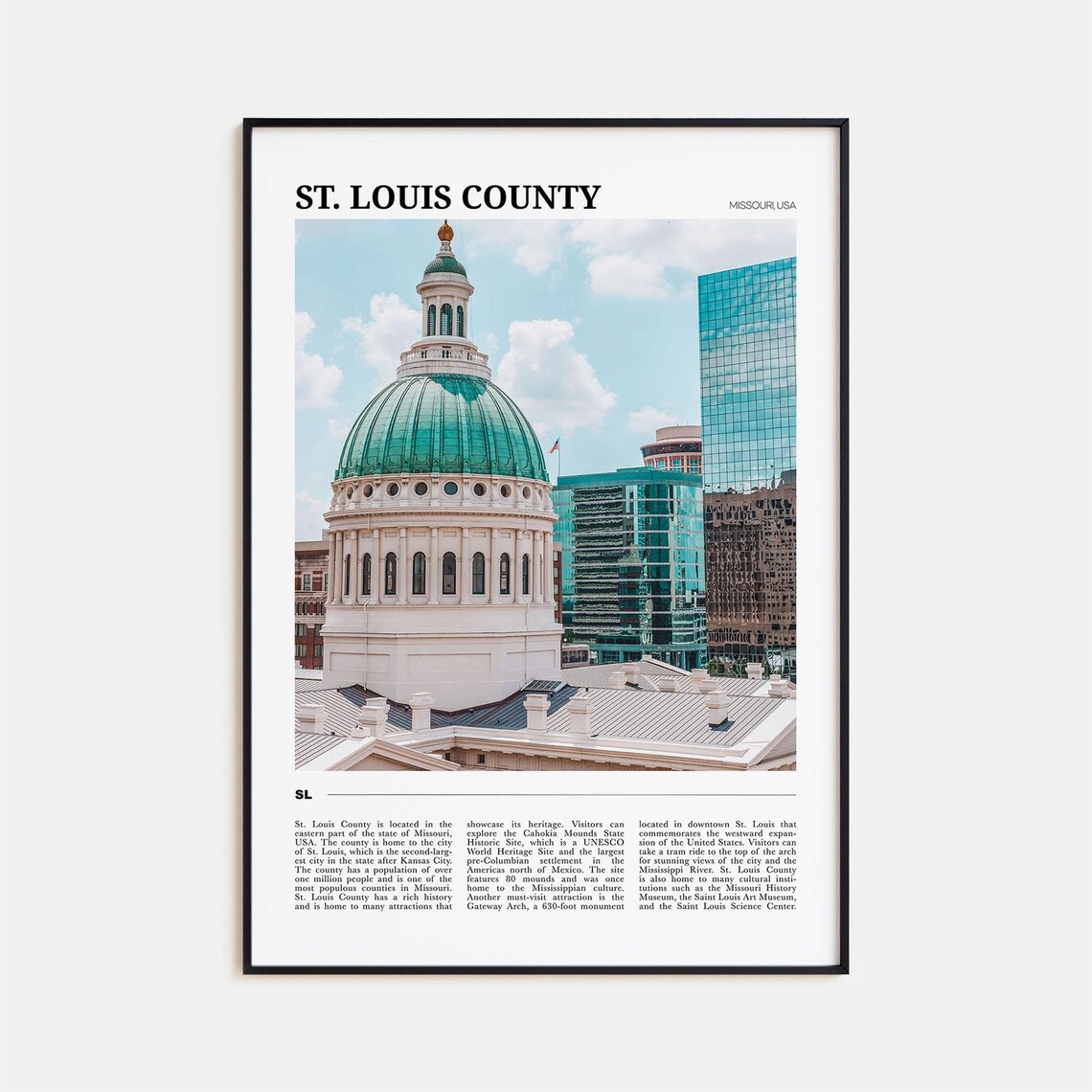 St Louis County Missouri Courthouse Dome City Skyline Travel Poster