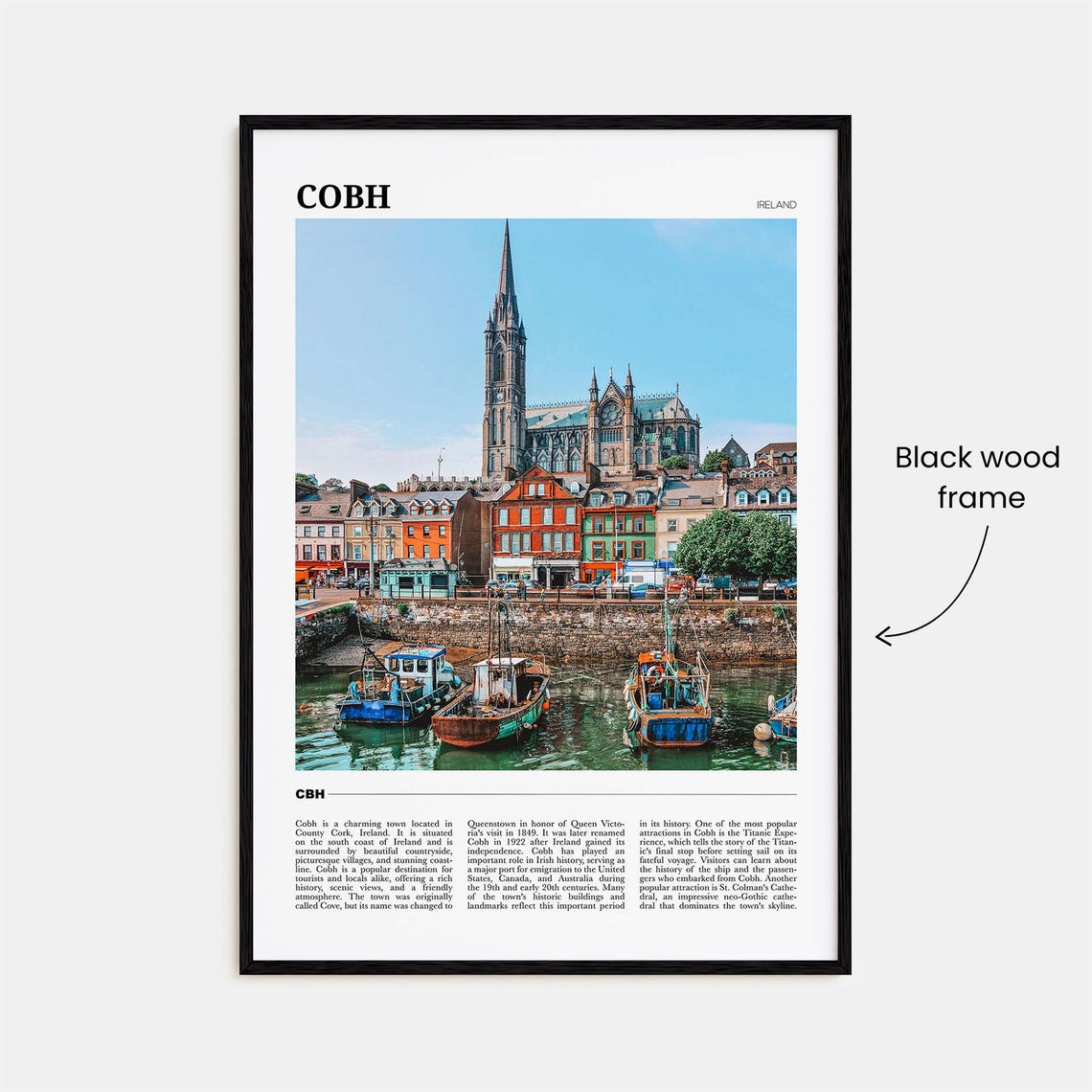 Cobh Ireland Colorful Harbor St Colmans Cathedral View Travel Poster - Image 2
