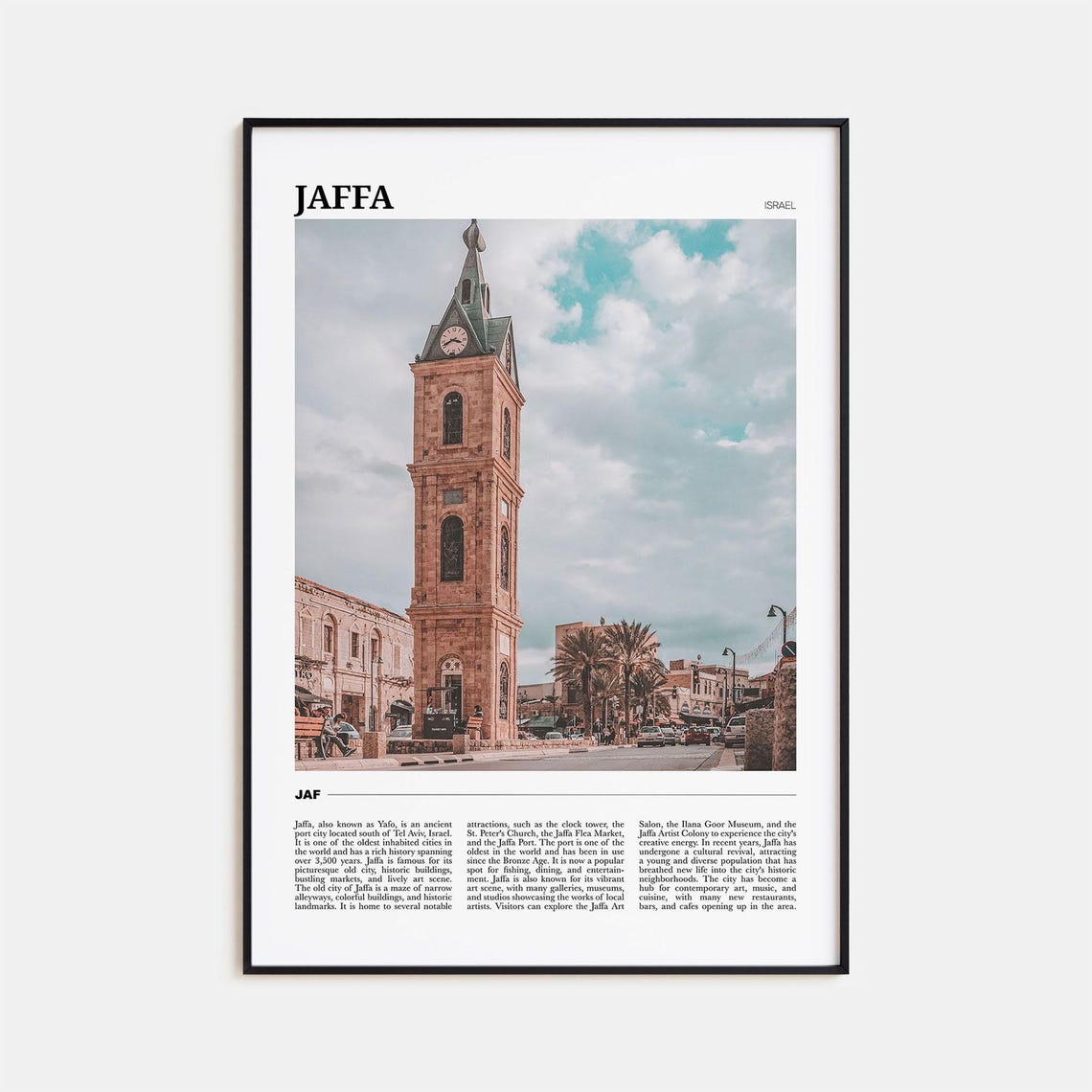 Jaffa Israel Historic Ottoman Clock Tower Ancient Port City Poster