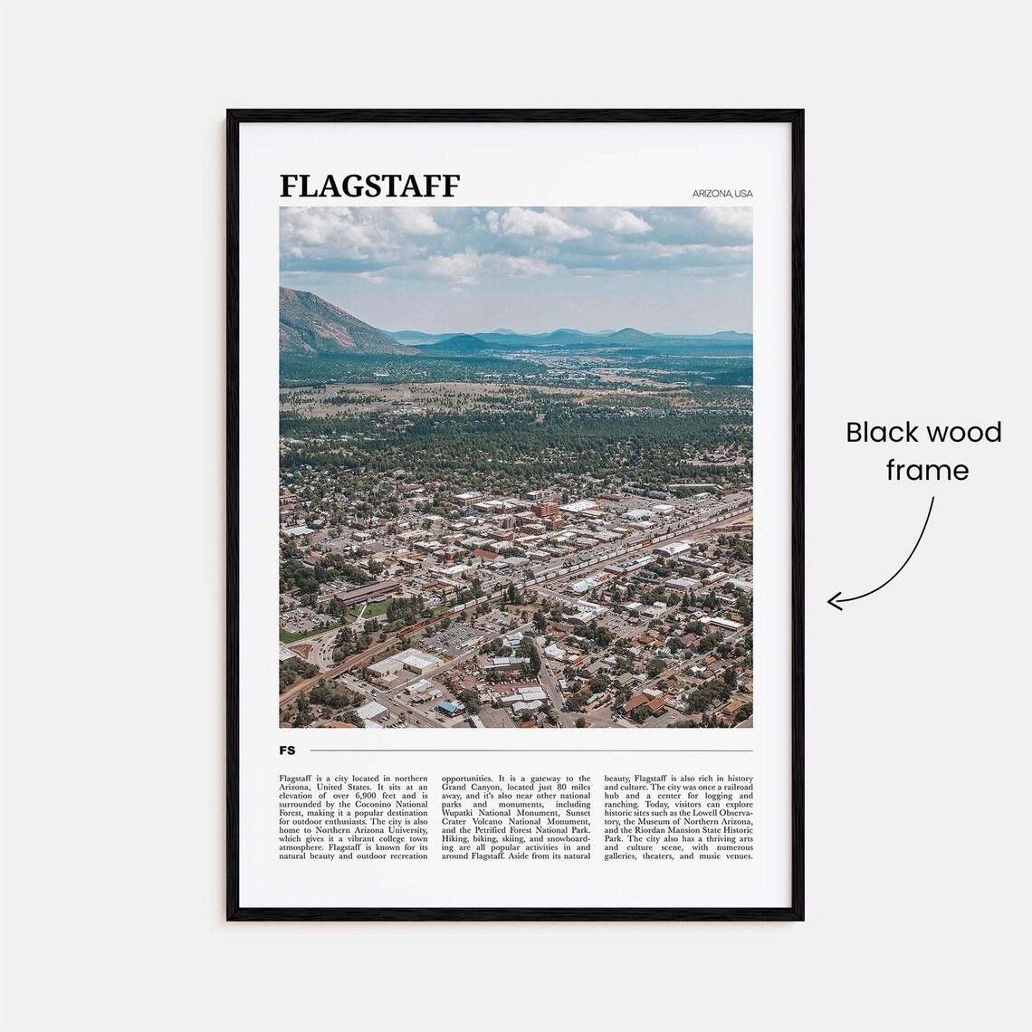 Flagstaff Arizona USA Mountain Town Aerial Panorama Travel Poster - Image 2