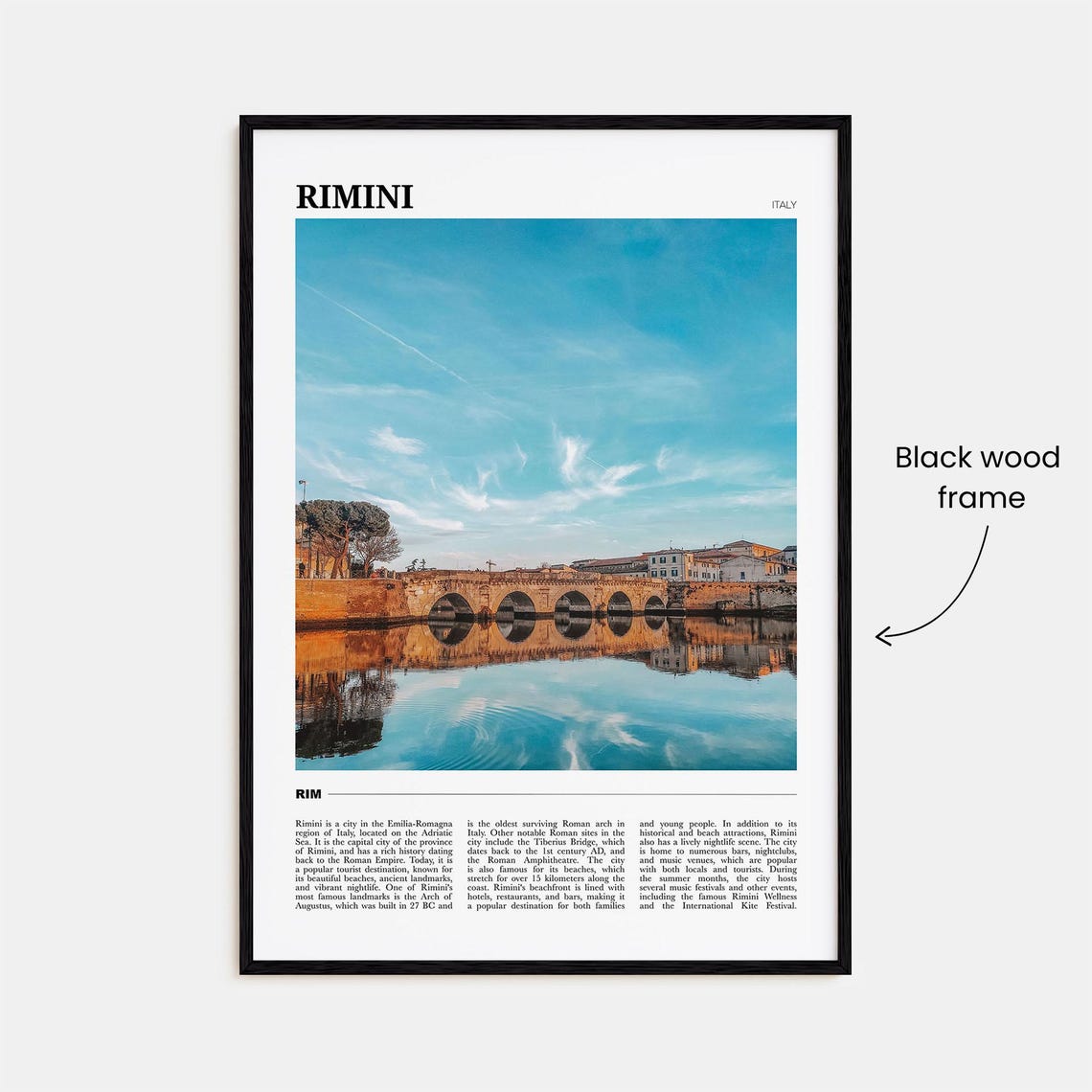 Rimini Italy Roman Tiberius Bridge Sunset Reflection View Poster - Image 2