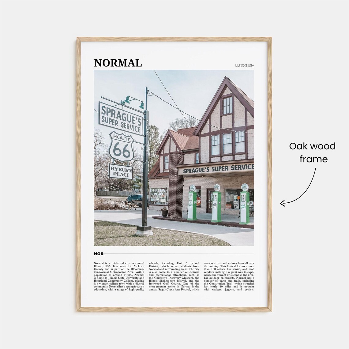 Normal Illinois Historic Route 66 Gas Station Americana Travel Poster - Image 3