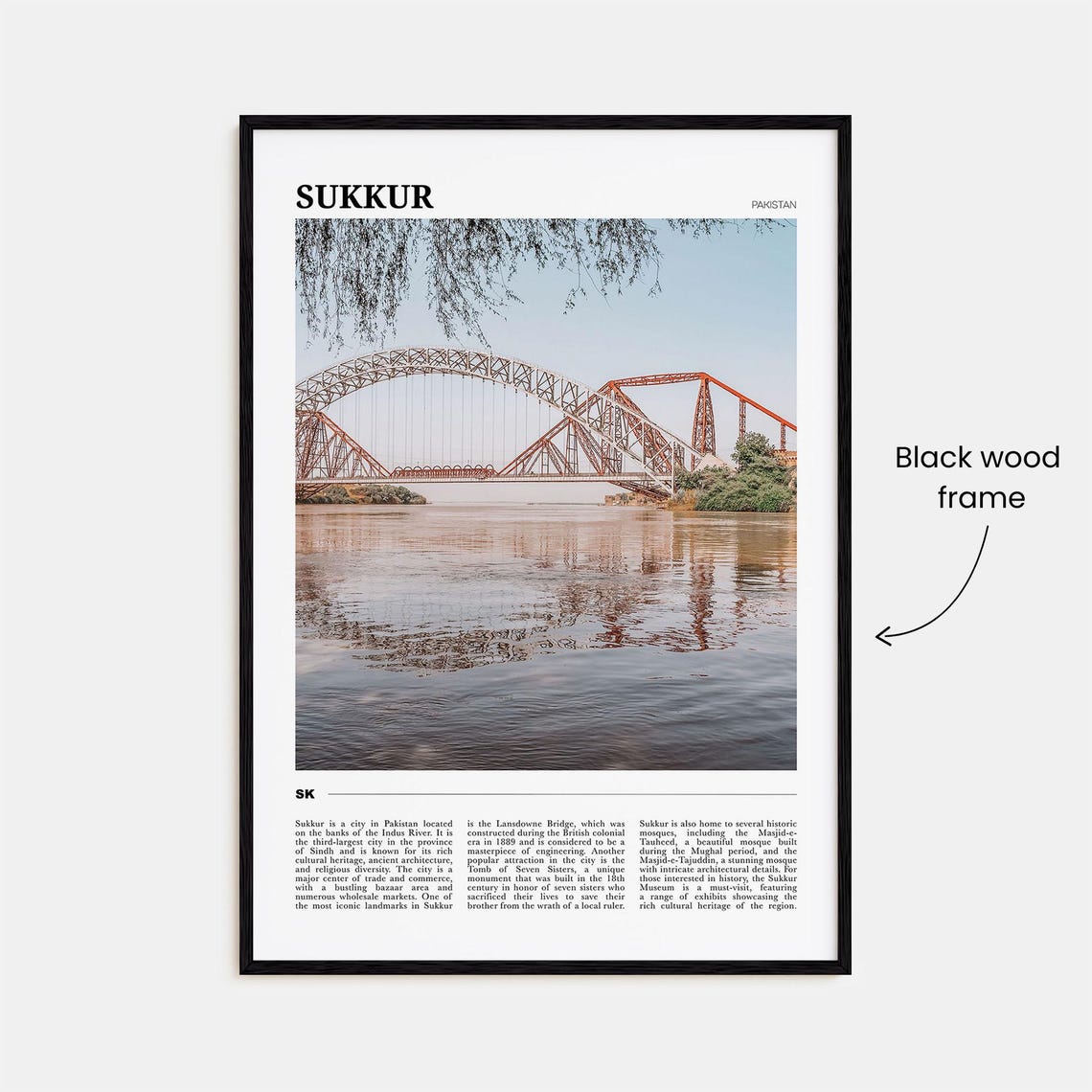 Sukkur Pakistan Lansdowne Bridge Indus River Steel Arch Travel Poster - Image 2