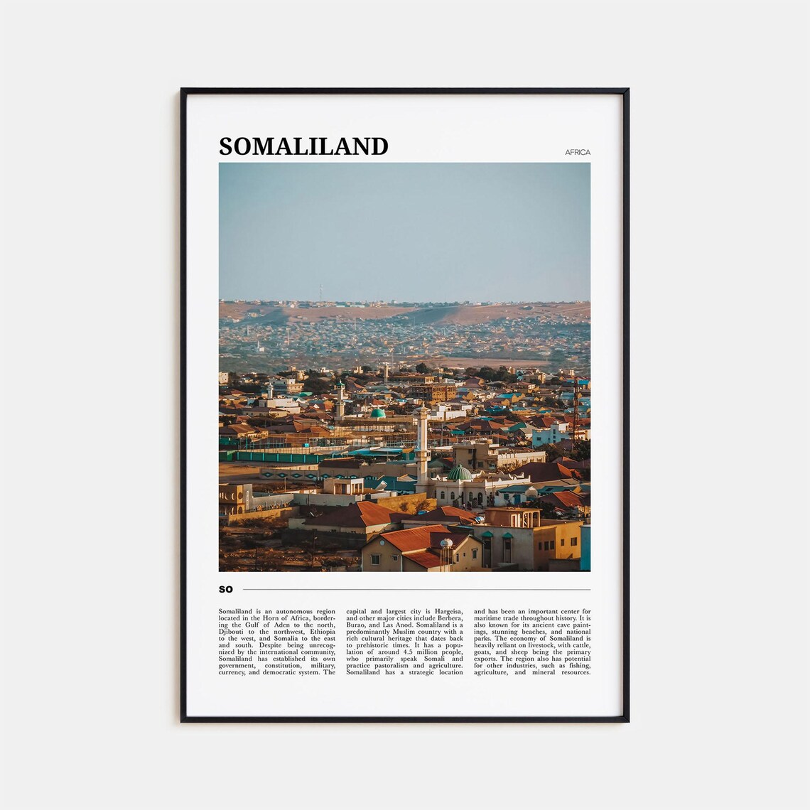 Somaliland Travel Poster, Africa Wall Art Print