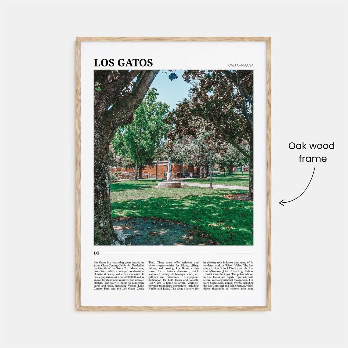 Los Gatos California Town Park Fountain Green Travel Poster Series - Image 3