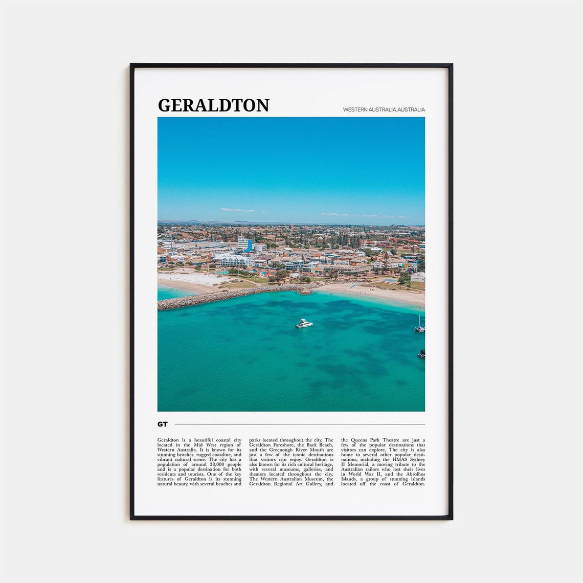Geraldton Western Australia Turquoise Coastal Beach Aerial Poster