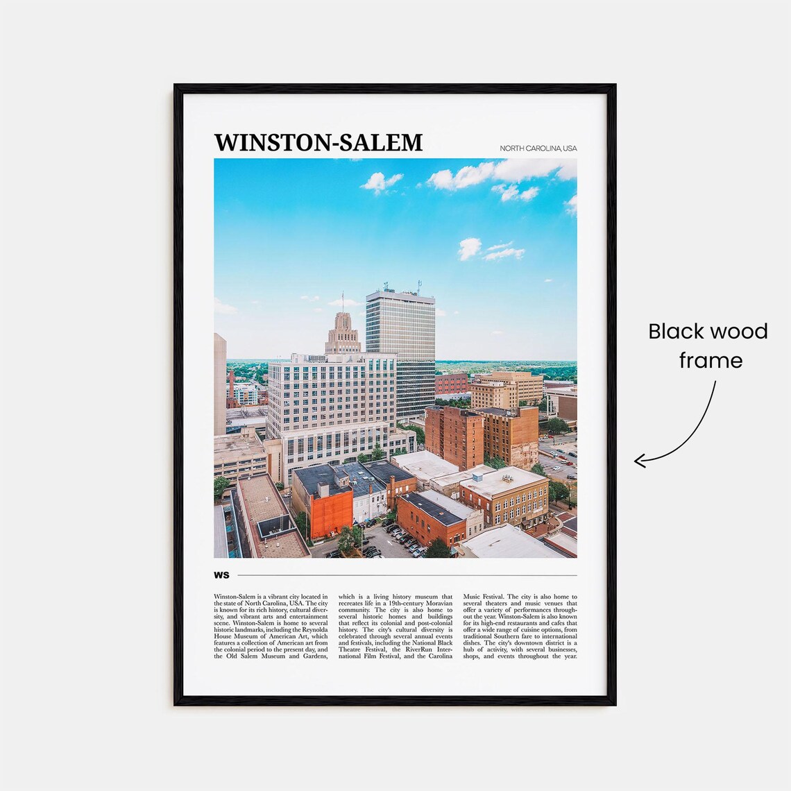 Winston Salem North Carolina Downtown Travel Poster Photo Art - Image 2