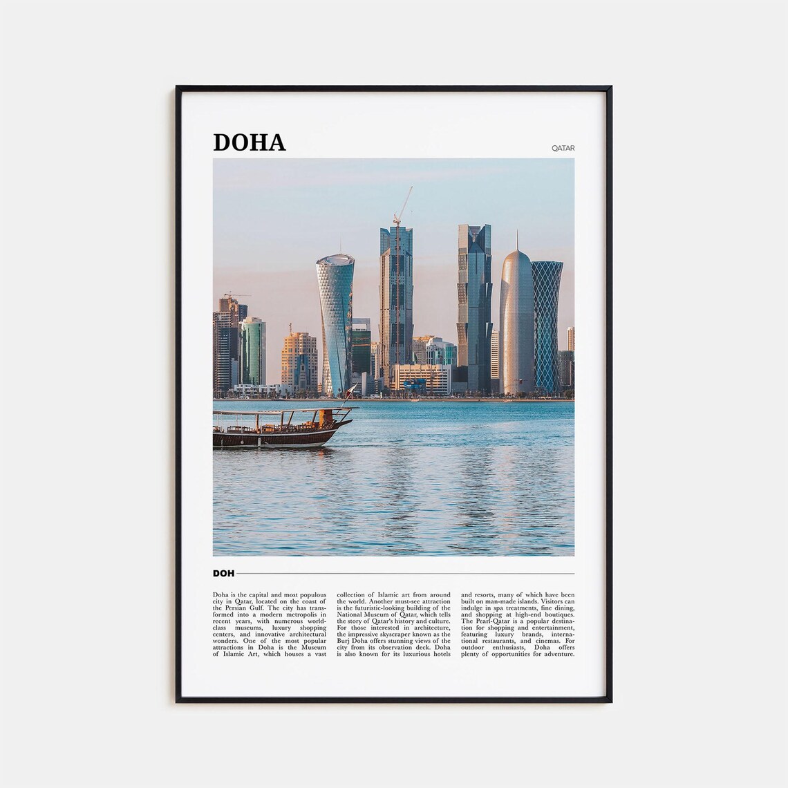 Doha Travel Poster, Qatar Travel Poster Print