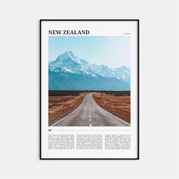 New Zealand Travel Poster, Oceania Wall Art
