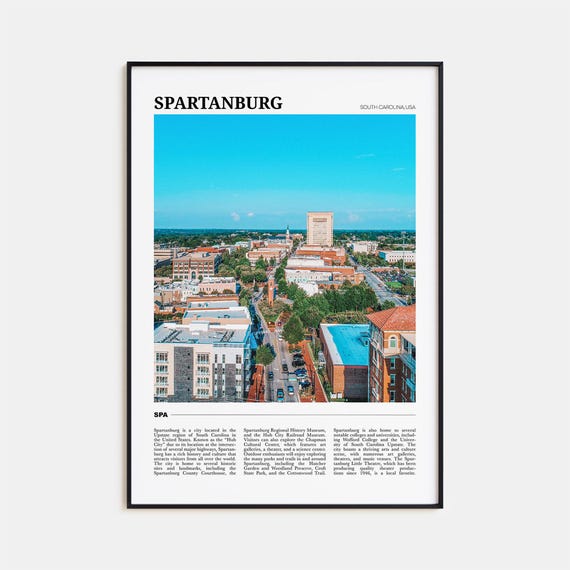 Spartanburg Travel Poster, South Carolina Travel Print