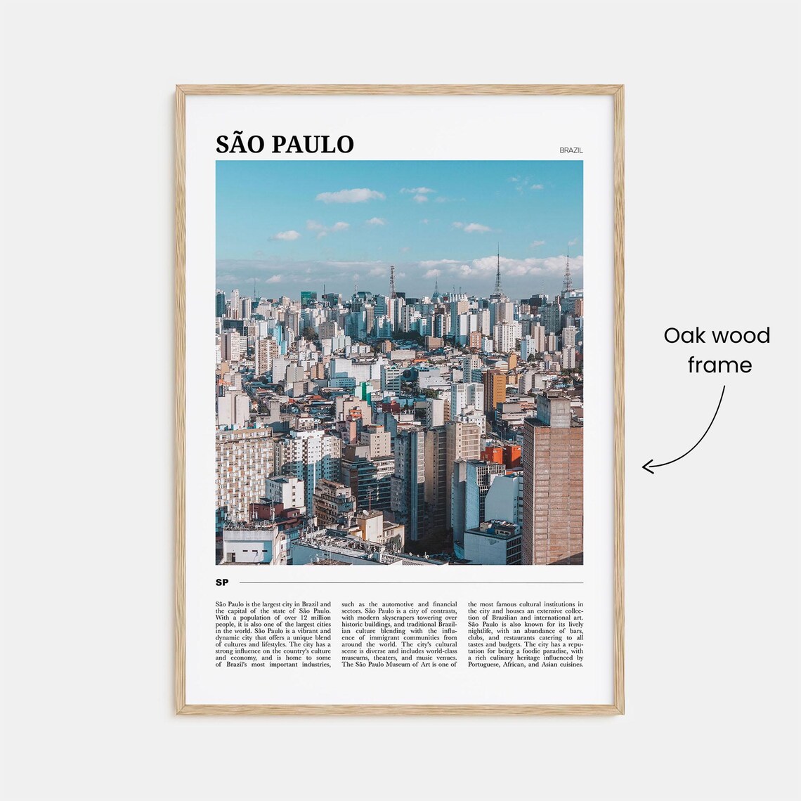 Sao Paulo Brazil Megacity Skyline Aerial Travel Poster Series - Image 3