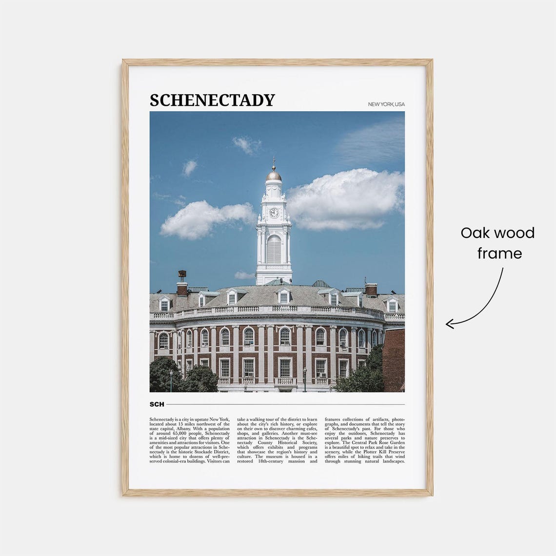 Schenectady New York USA Historic City Hall Clock Tower Travel Poster - Image 3