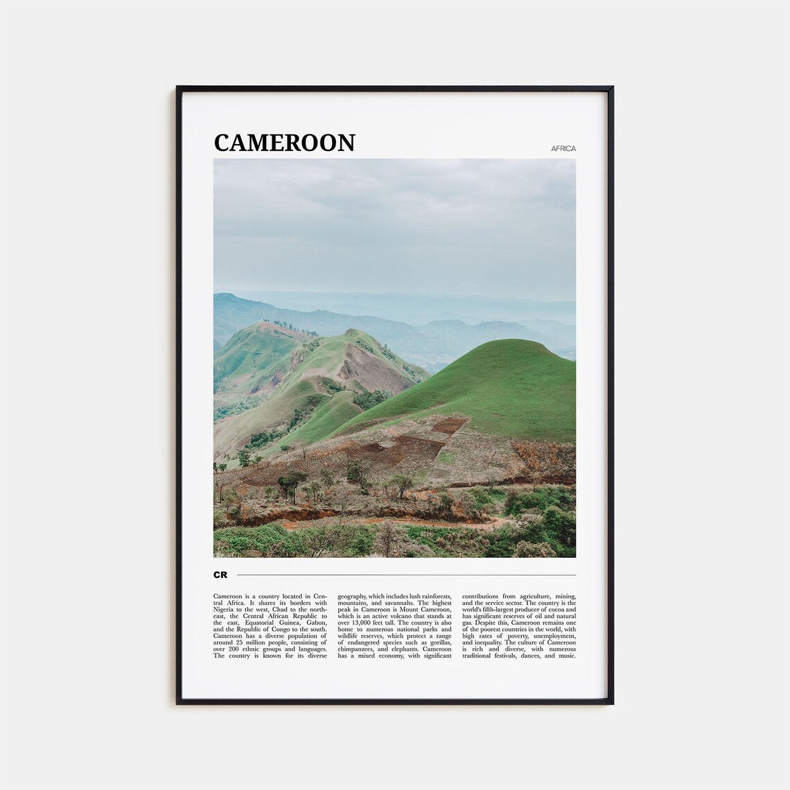 Cameroon Travel Poster, Africa Wall Art Print