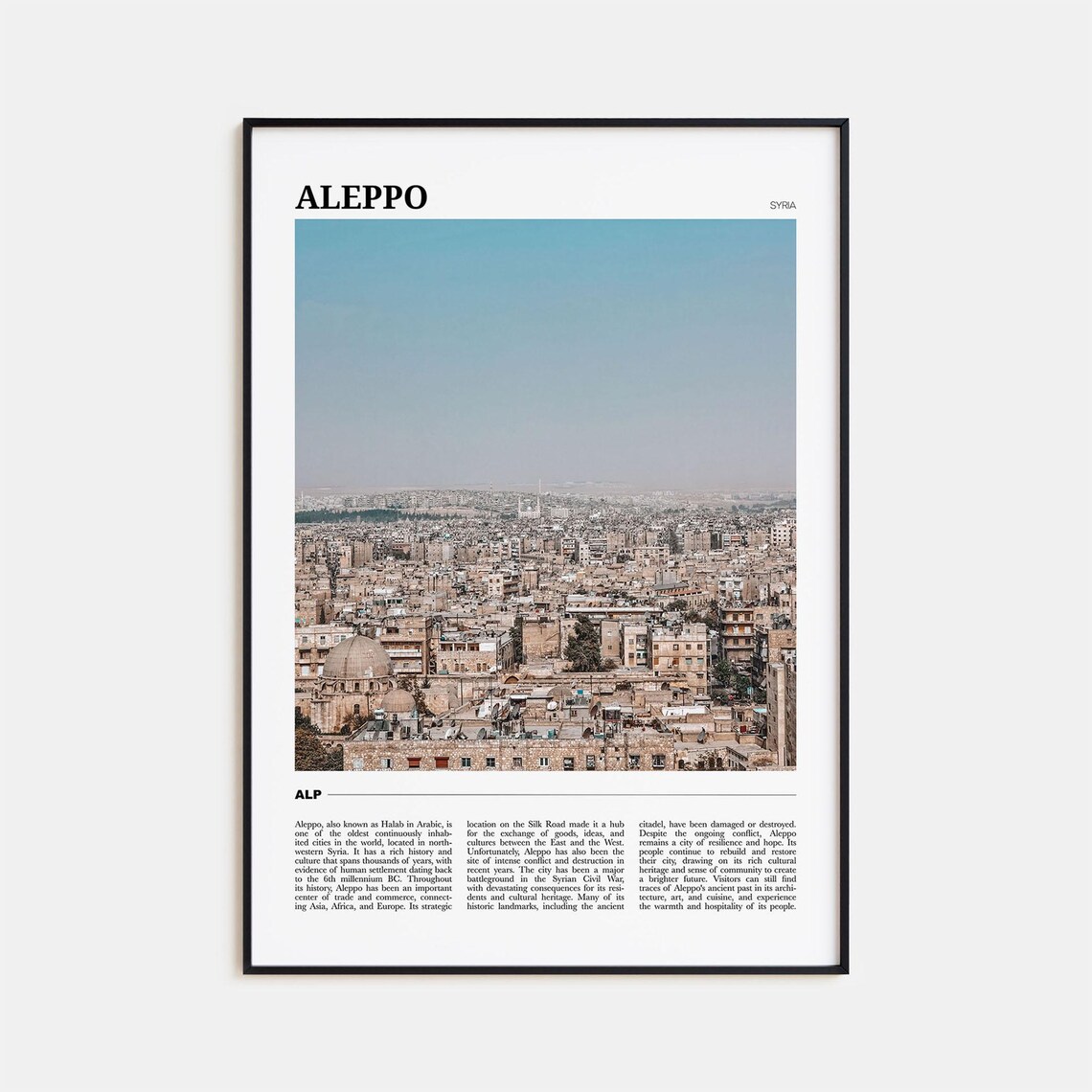Aleppo Travel Poster, Syria Travel Wall Art