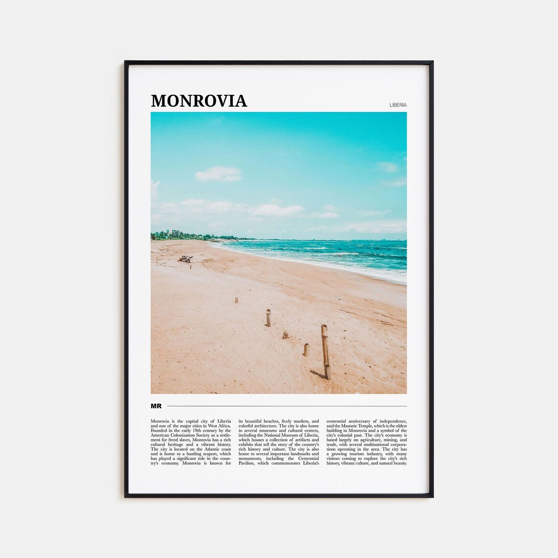 Monrovia Liberia Sandy Beach Turquoise Atlantic Coast Travel Poster