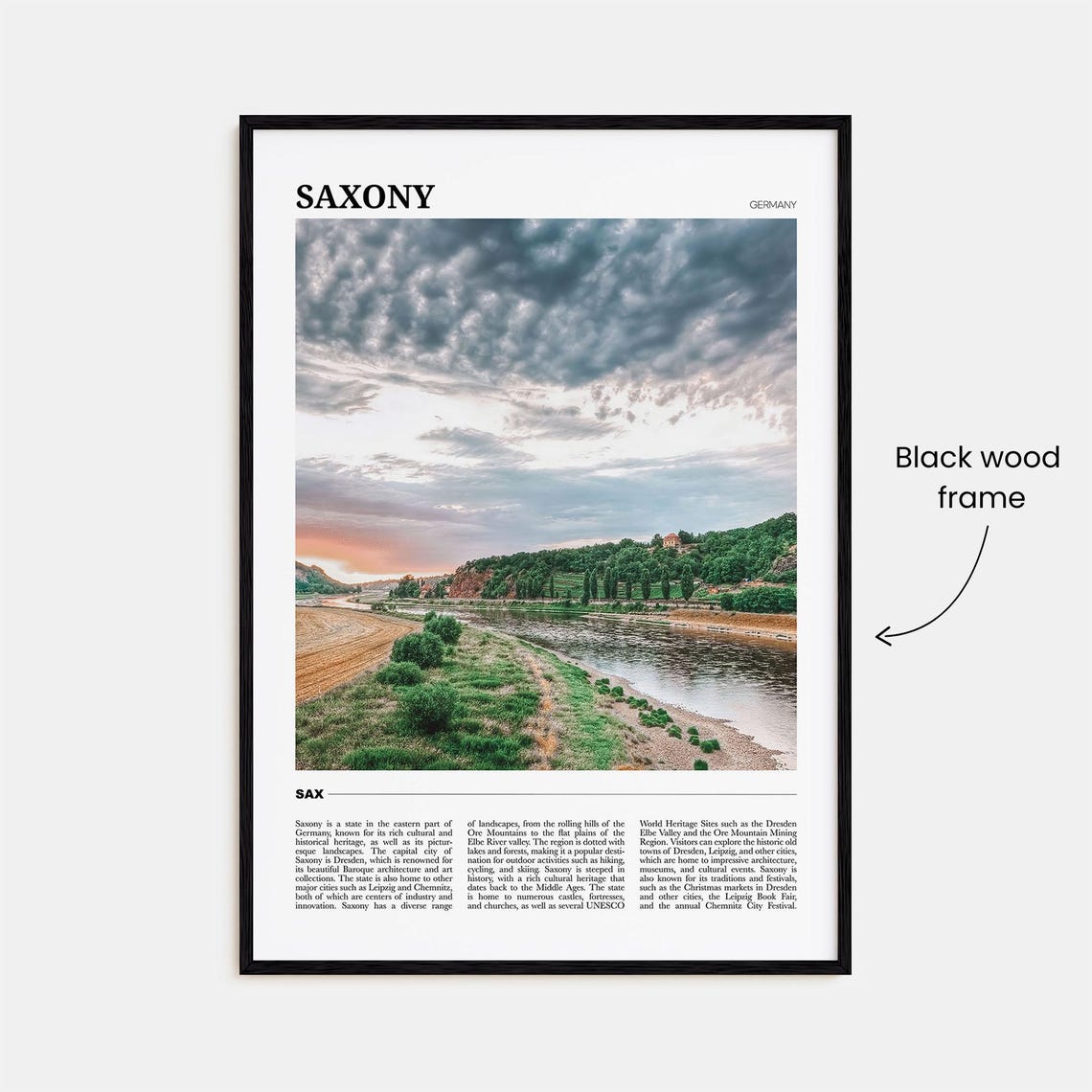 Saxony Germany Elbe River Valley Sunset Landscape Photo Travel Poster - Image 2