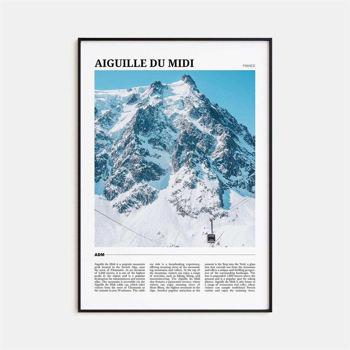 Aiguille Du Midi Travel Poster, France Mountain View