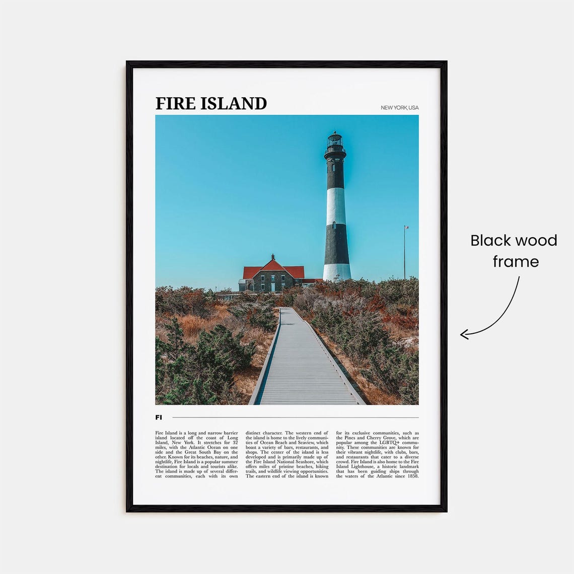 Fire Island Lighthouse Boardwalk New York Beach Vintage Travel Poster - Image 2