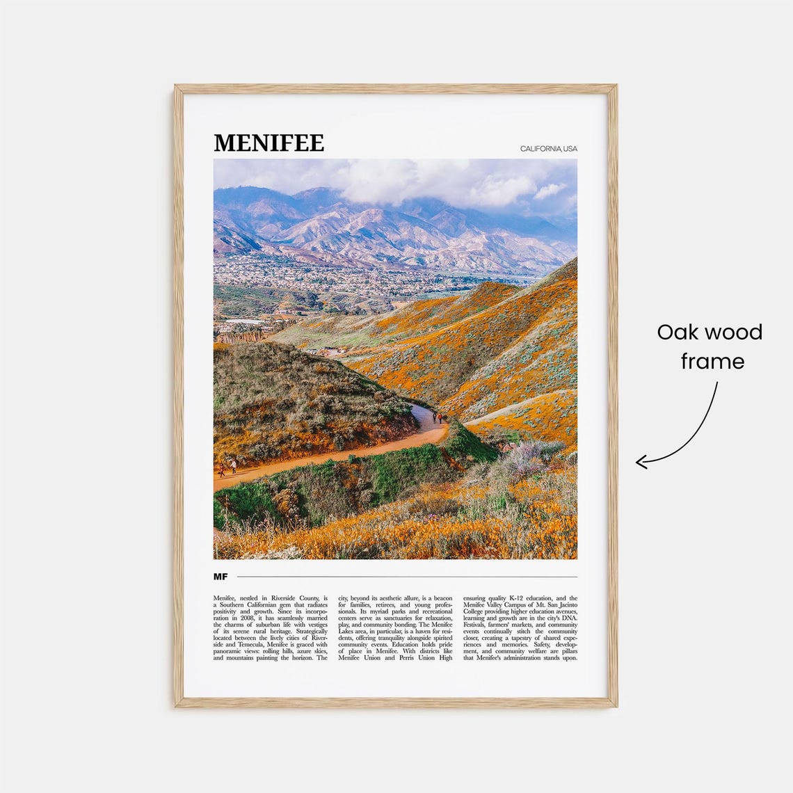 Menifee California Travel Poster Wildflower Hills Mountain Valley View - Image 3