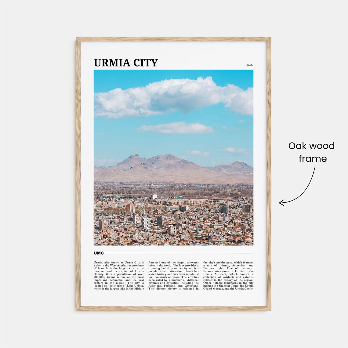 Urmia City Iran Aerial Cityscape Mountain Backdrop Scenic Poster - Image 3