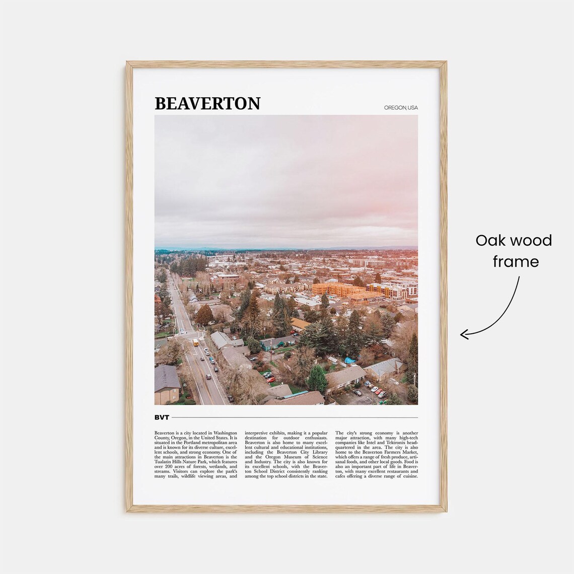 Beaverton Oregon Suburban Aerial Panorama Sunset View Poster - Image 3