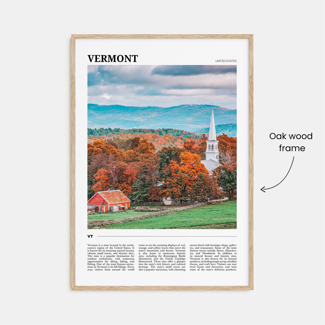 Vermont Fall Foliage White Church Steeple Autumn Travel Poster - Image 3