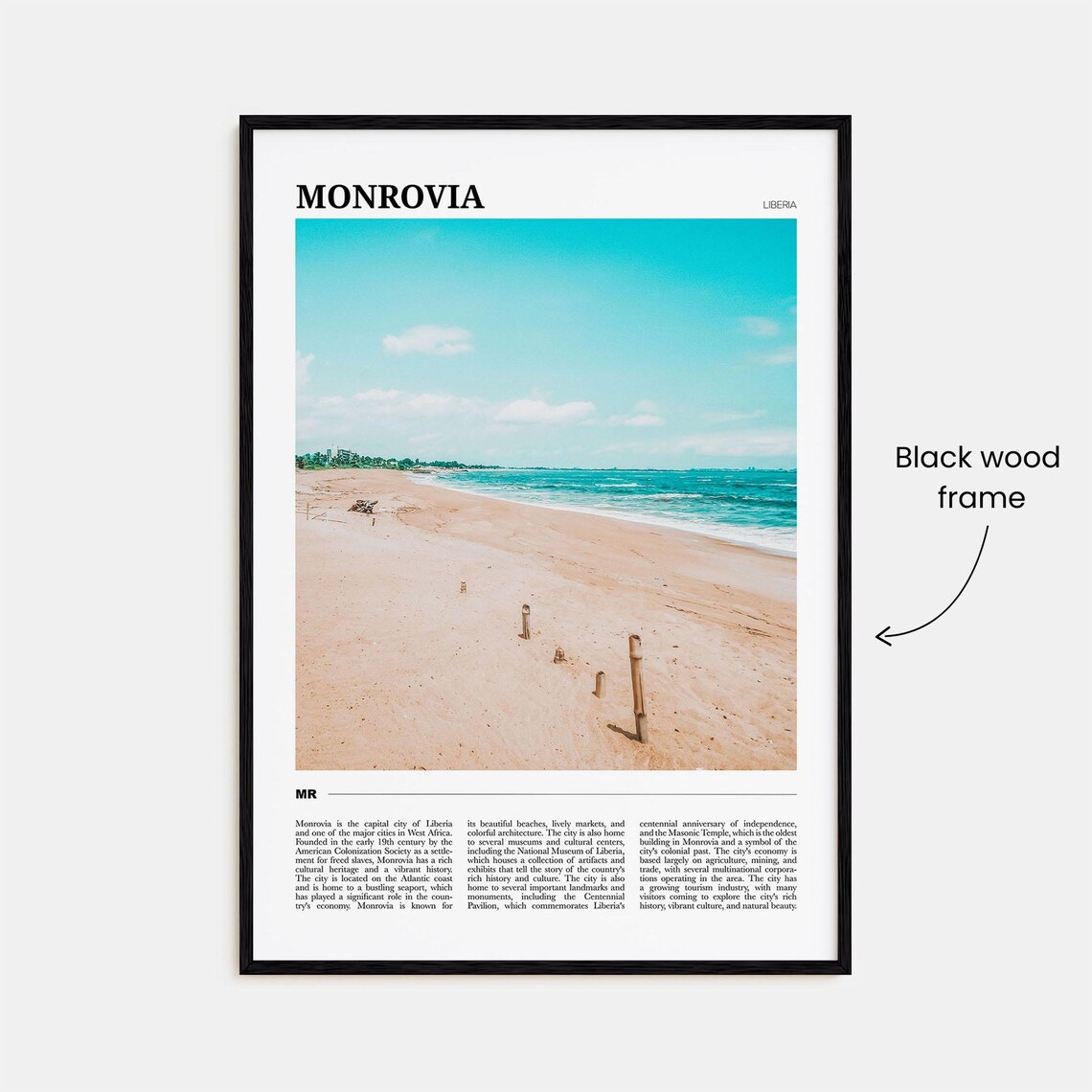 Monrovia Liberia Sandy Beach Turquoise Atlantic Coast Travel Poster - Image 2